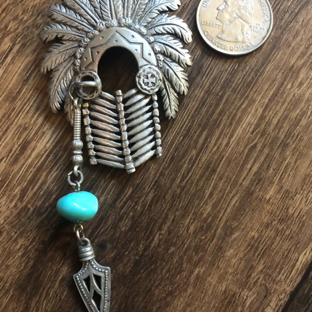 Stamped vintage silver pin/ hat pin Indian Chief